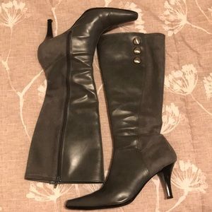 Gray high heels boots